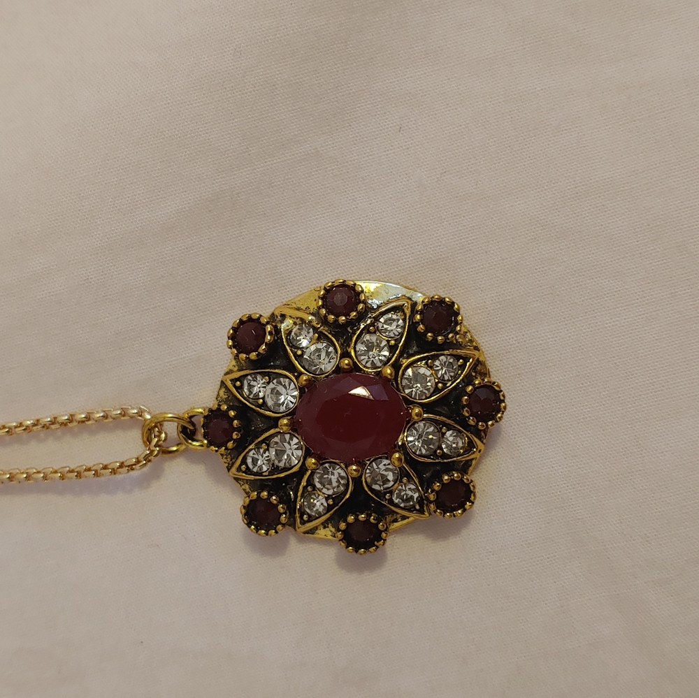 Handmade vintage inspired ruby necklace